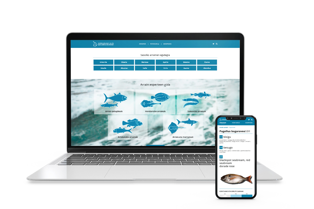 Arrain gida ordenagailuan eta smartphonean. Guía de pescados en ordenador y en smartphone.