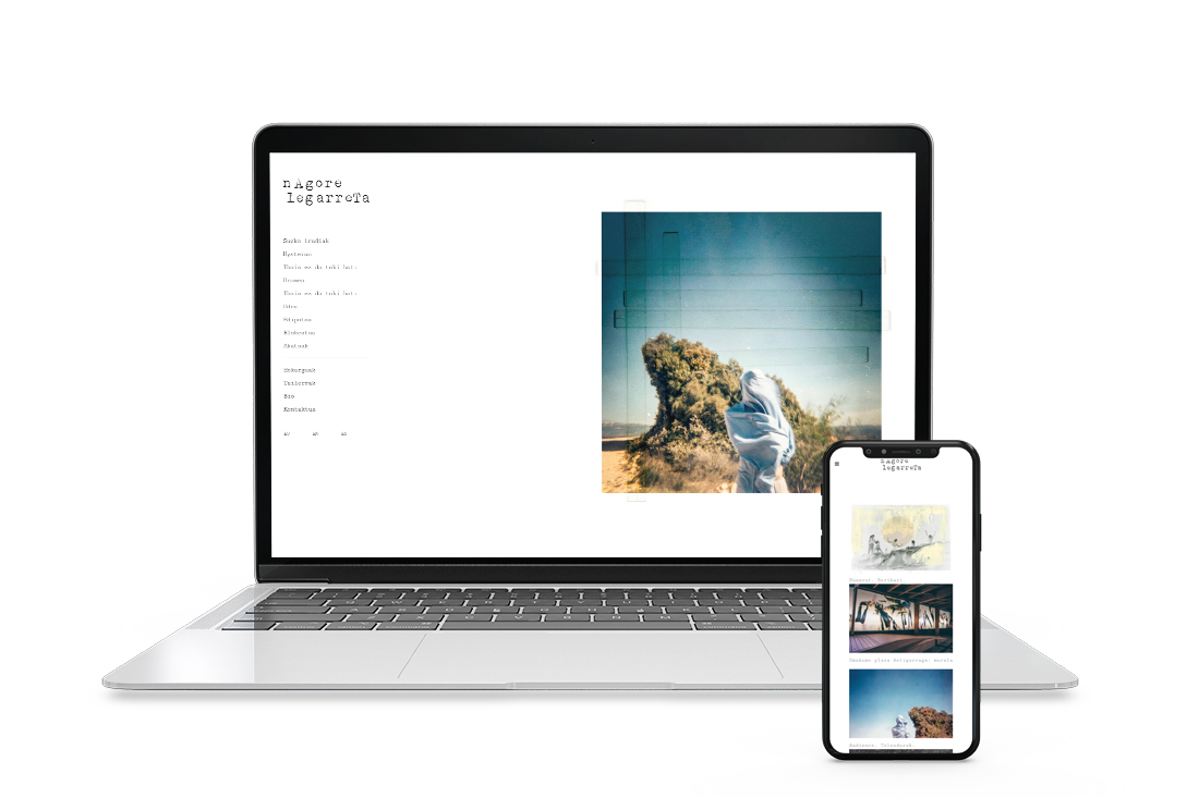 Webgunearen bistak ordenagailuan eta smartphonean. Vistas de la web en ordenador y en smartphone.