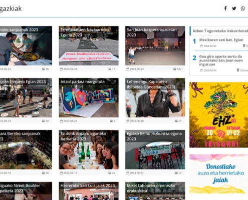 Hitzaren argazki galerien bista. Vista de galerías de fotos de Hitza.