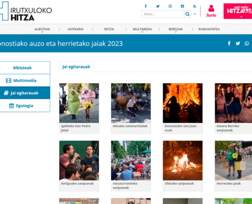 Hitza webgune bateko jaietako agenda bista.
Vista de la agenda de fiestas de una web de Hitza.